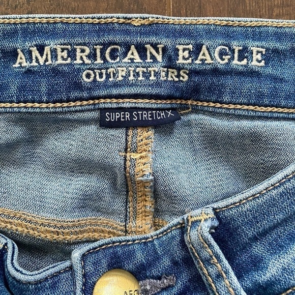 AMERICAN Eagle High Rise ripped Jeggings blue size 2 🌸 - Picture 8 of 11